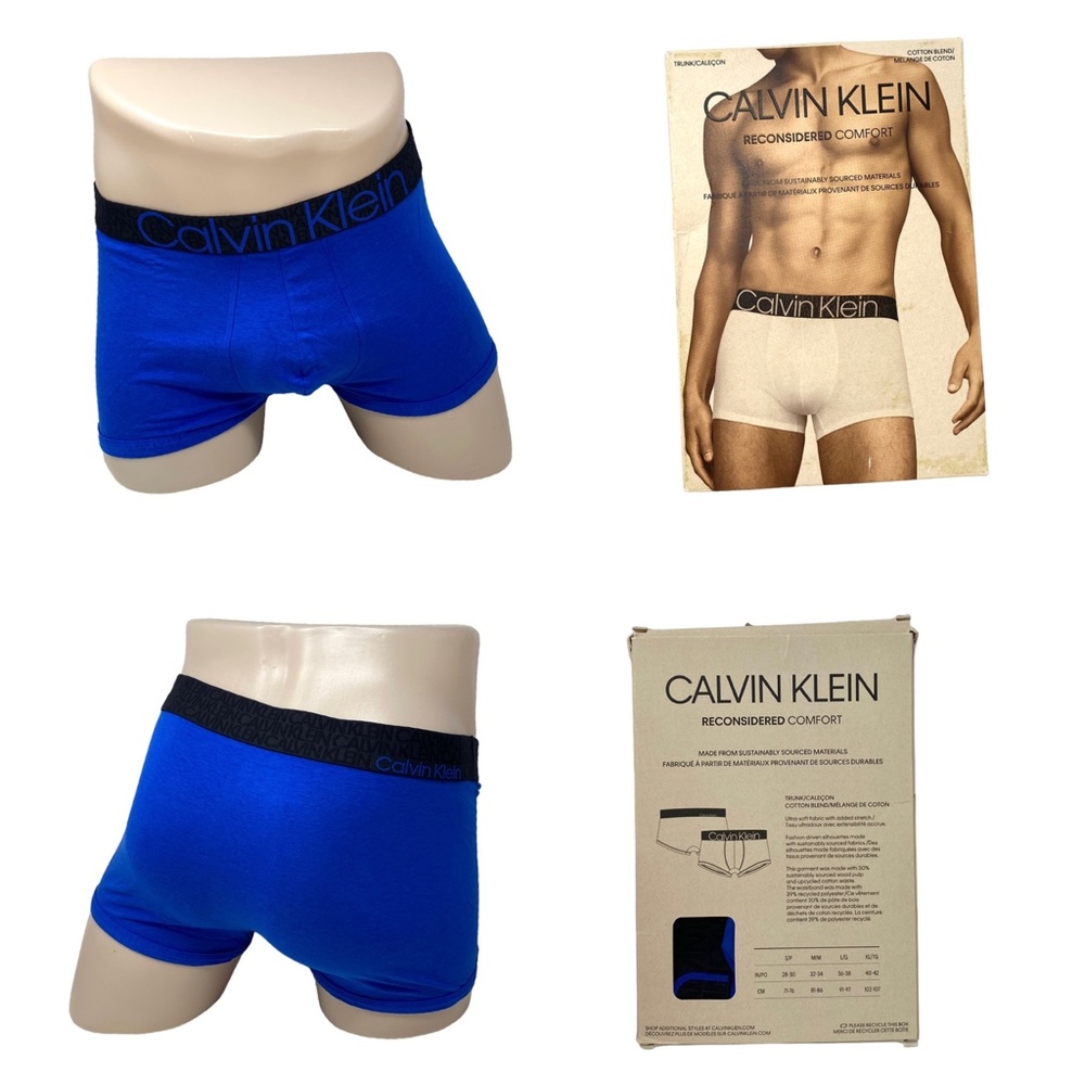 💖MEGA SALE💖Calvin Klein Reconsidered Boxer Brief Blue Cotton Mens NB2682401